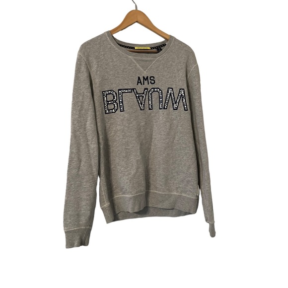 Scotch & Soda Embroidered Gray Sweatshirt Sweater Pullover Crew - Picture 2 of 5